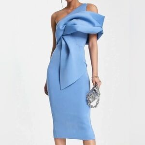 ASOS One-Shoulder Blue Draped Dress